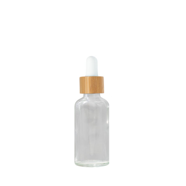 Euro 30ml Clear Glass Bottle with Bamboo Dropper/White Rubber