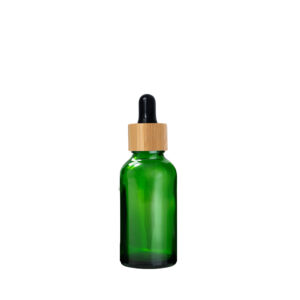 Euro 30ml Green Glass Bottle with Bamboo Dropper/Black Rubber
