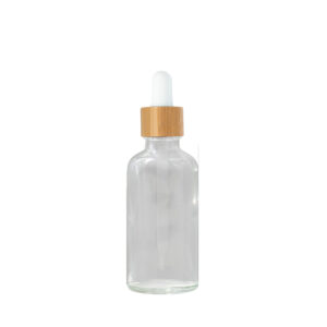 Euro 50ml Clear Glass Bottle with Bamboo Dropper/White Rubber