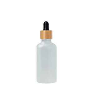 Euro 50ml Frosted Glass Bottle with Bamboo Dropper/Black Rubber