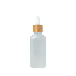 Euro 50ml Frosted Glass Bottle with Bamboo Dropper/White Rubber