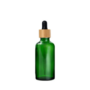 Euro 50ml Green Glass Bottle with Bamboo Dropper/Black Rubber