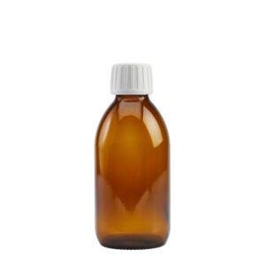 Syrup 200ml Amber Glass Bottle with White Tamper Cap