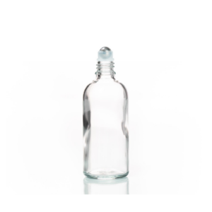 Euro 100ml Clear Glass Bottle with Roller Ball And Black Cap