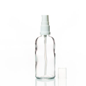 Euro 100ml Clear Bottle with White Serum Pump Spray