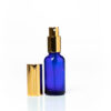 Euro 30ml Blue Glass Bottle with Aluminium Gold Spray Cap Assembly