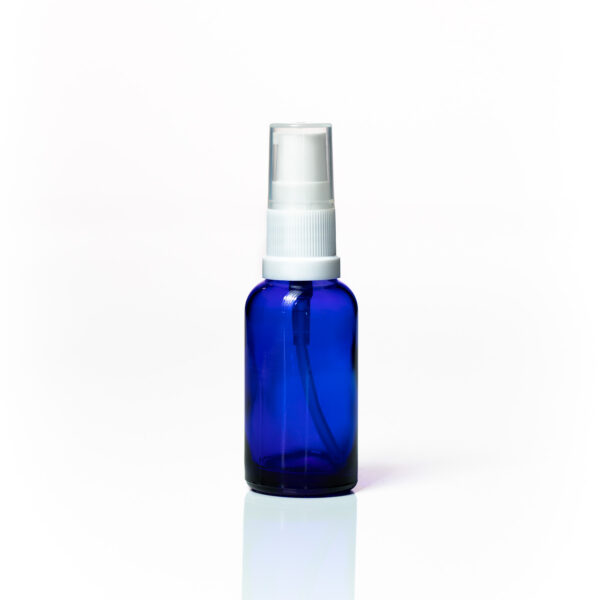 Euro 30ml Blue Glass Bottle with White Serum Pump Spray