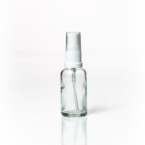 Euro 30ml Clear Glass Bottle with White Serum Pump Spray