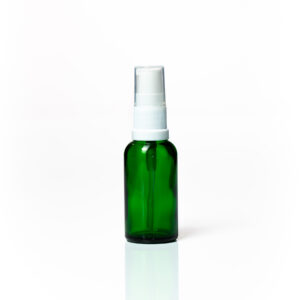 Euro 30ml Green Glass Bottle with White Serum Pump Spray