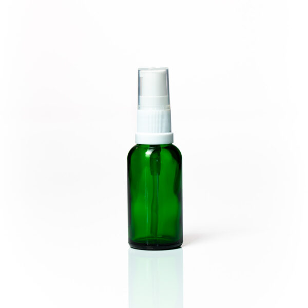 Euro 30ml Green Glass Bottle with White Serum Pump Spray