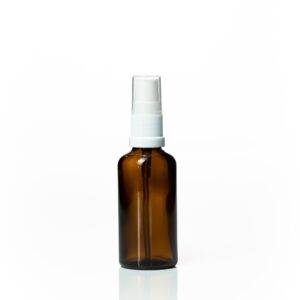 Euro 50ml Amber Bottle with White Serum Pump Spray