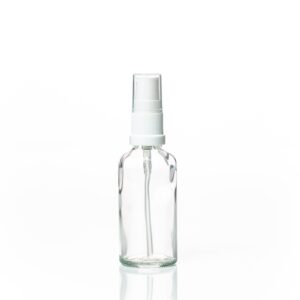 Euro 50ml Clear Bottle with White Serum Pump Spray