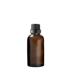 Euro 30ml Amber Glass Bottle with Black Tamper Screw Cap