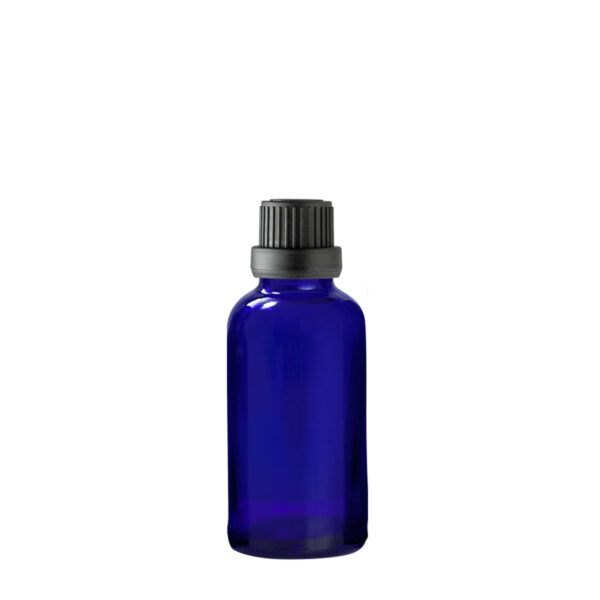 Euro 30ml Blue Glass Bottle with Black Tamper Screw Cap