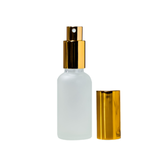 Euro 30ml Frosted Glass Bottle with Aluminium Gold Spray Cap Assembly