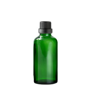Euro 50ml Green Glass Bottle with Black Tamper Screw Cap