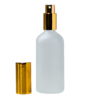 Euro 100ml Frosted Glass Bottle with Aluminium Gold Spray Cap Assembly