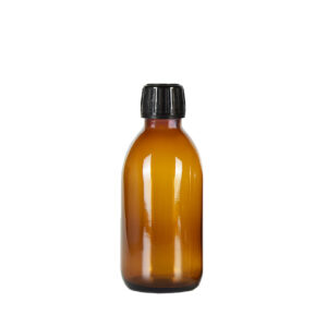 Syrup 200ml Amber Glass Bottle with Black Tamper Cap