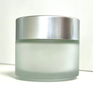 100ml Frosted Glass Jar - with Silver Lid CLEARANCE