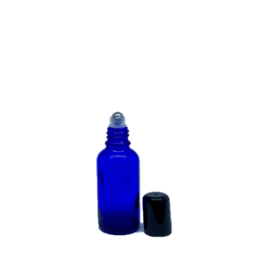 Euro 30ml Blue Glass Bottle with Rollerball and Black Cap