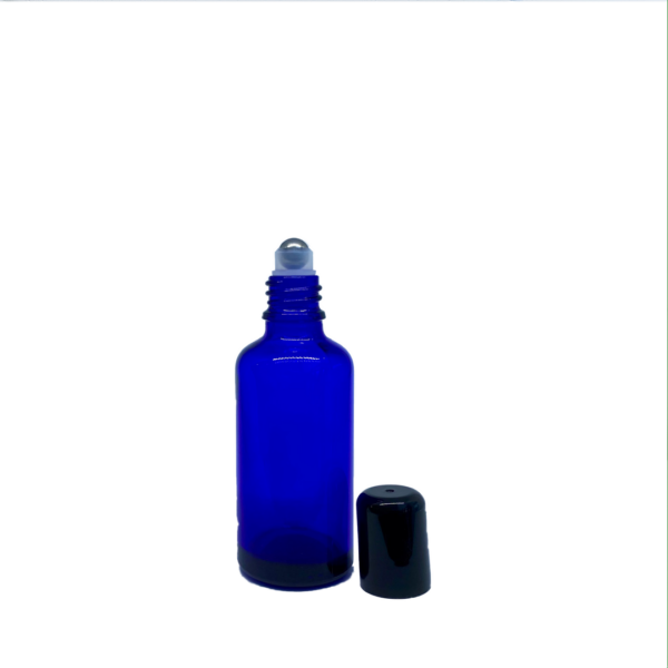 Euro 50ml Blue Bottle with Rollerball and Black Cap