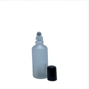 Euro 50ml Frosted Glass Bottle with Rollerball and Black Cap