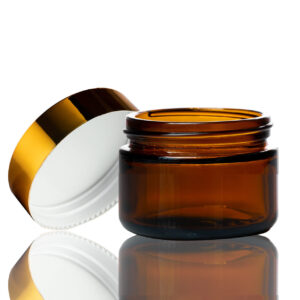 30ml Amber Glass Jar with Gold Lid