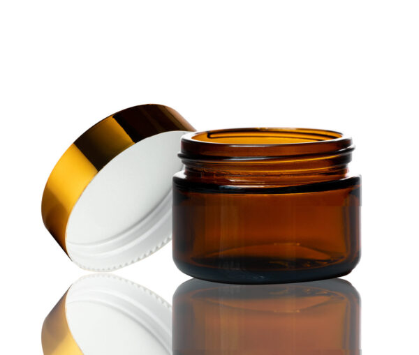 30ml Amber Glass Jar with Gold Lid