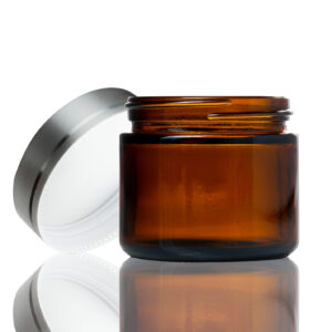 60ml Amber Glass Jar - with Silver Lid CLEARANCE