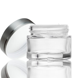 50ml Clear Glass Jar - with Silver Lid