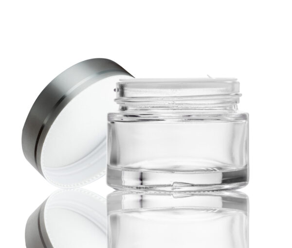 50ml Clear Glass Jar - with Silver Lid