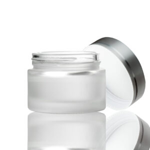 30ml Frosted Glass Jar with Silver Lid
