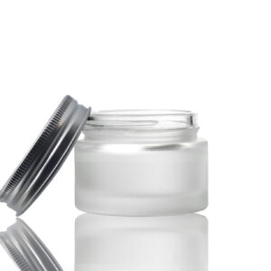 30ml Frosted Glass Jar with Aluminium Silver Lid