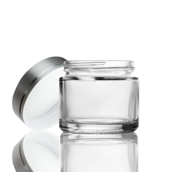 60ml Clear Glass Jar - with Silver Lid