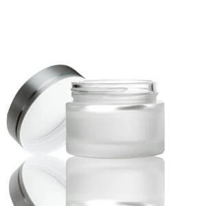50ml Frosted Glass Jar - with Silver Lid