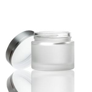 60ml Frosted Glass Jar - with Silver Lid