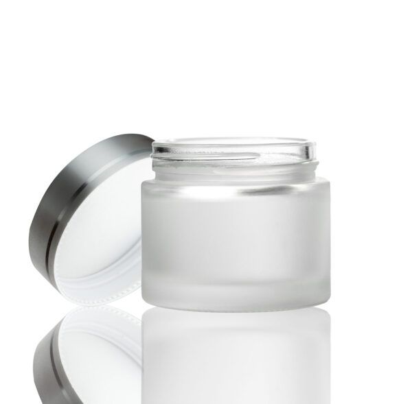 60ml Frosted Glass Jar - with Silver Lid