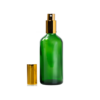 Euro 100ml Green Glass Bottle with Aluminium Gold Spray Cap Assembly