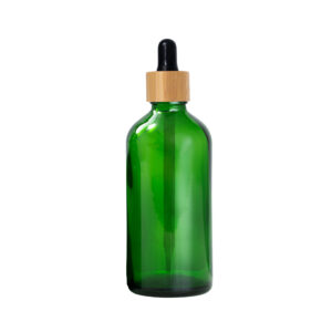 Euro 100ml Green Bottle with Bamboo Dropper/Black Rubber