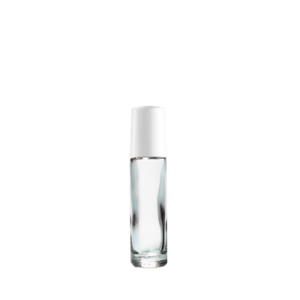 Petra 10ml Clear Glass Bottle with Roller Ball and White Cap