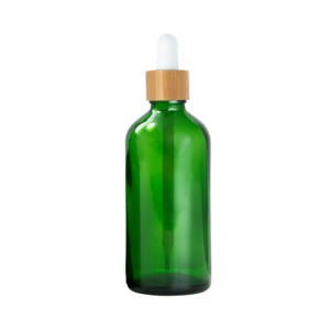 Euro 100ml Green Bottle with Bamboo Dropper/White Rubber
