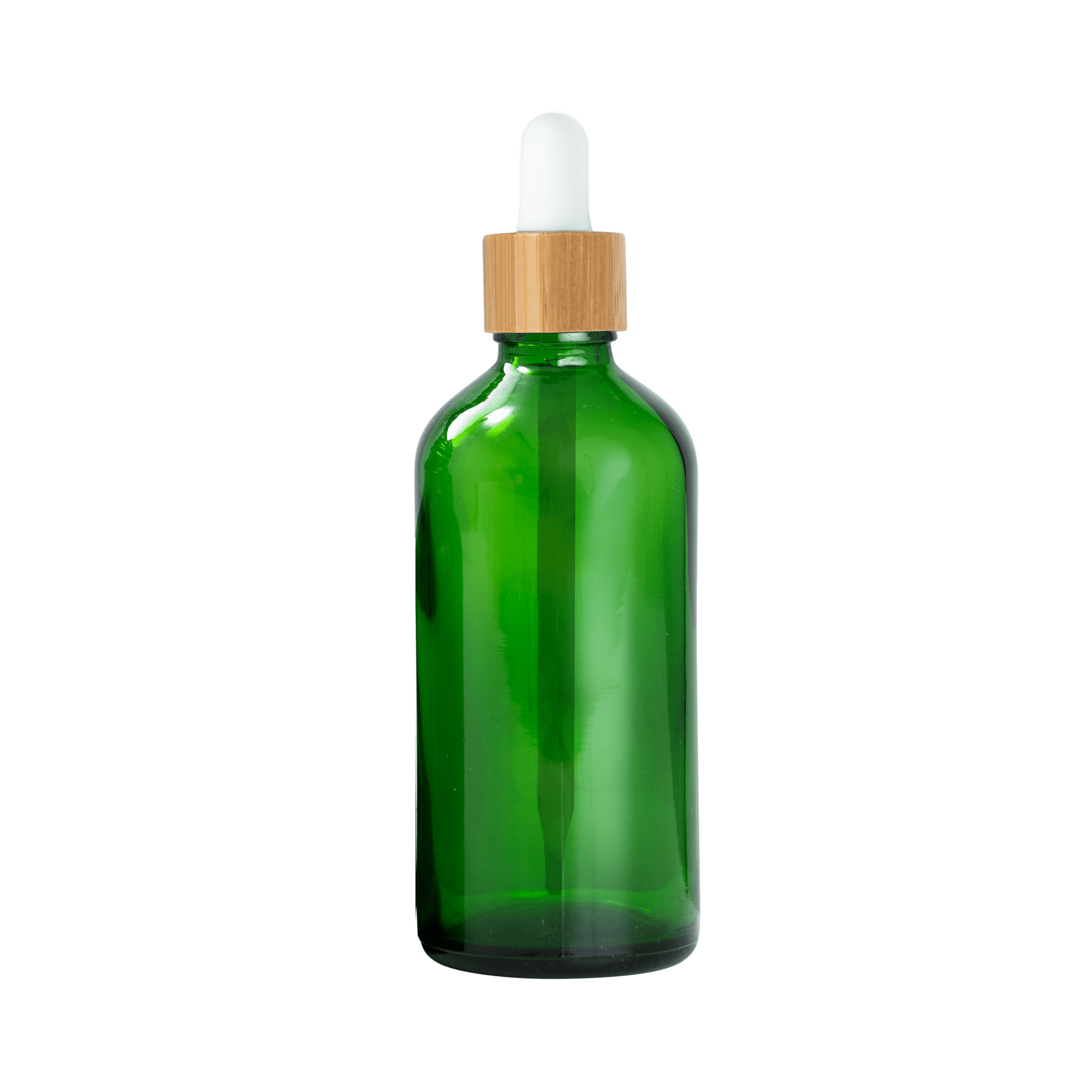 Euro 100ml Green Bottle with Bamboo Dropper/White Rubber