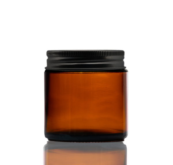 100 120ml amber glass jar with aluminium black lid