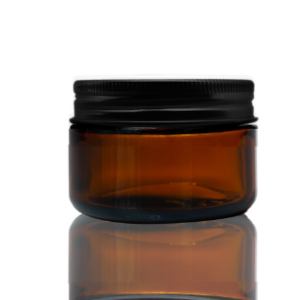 50ml amber glass jar with aluminium black lid