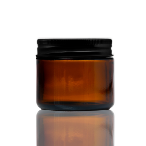 60ml amber glass jar with aluminium black lid