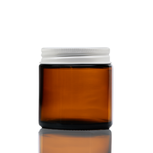 100ml Amber Glass jar with White Aluminium Lid