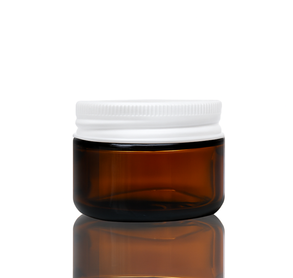 50ml Amber Glass jar with White Aluminiun Lid e1750634755446 | Wholesale Aroma Supplies | NZ
