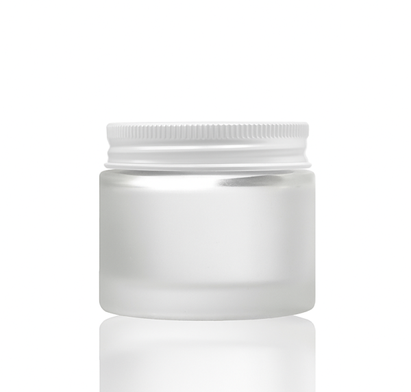 60ml Frosted Glass Jar - with White Aluminum Lid
