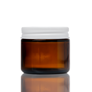 60ml Amber Glass Jar - with Aluminium White Lid