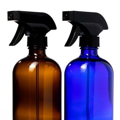 500ml amber and blue Glass Bottle woth black spray trigger top, lr sq